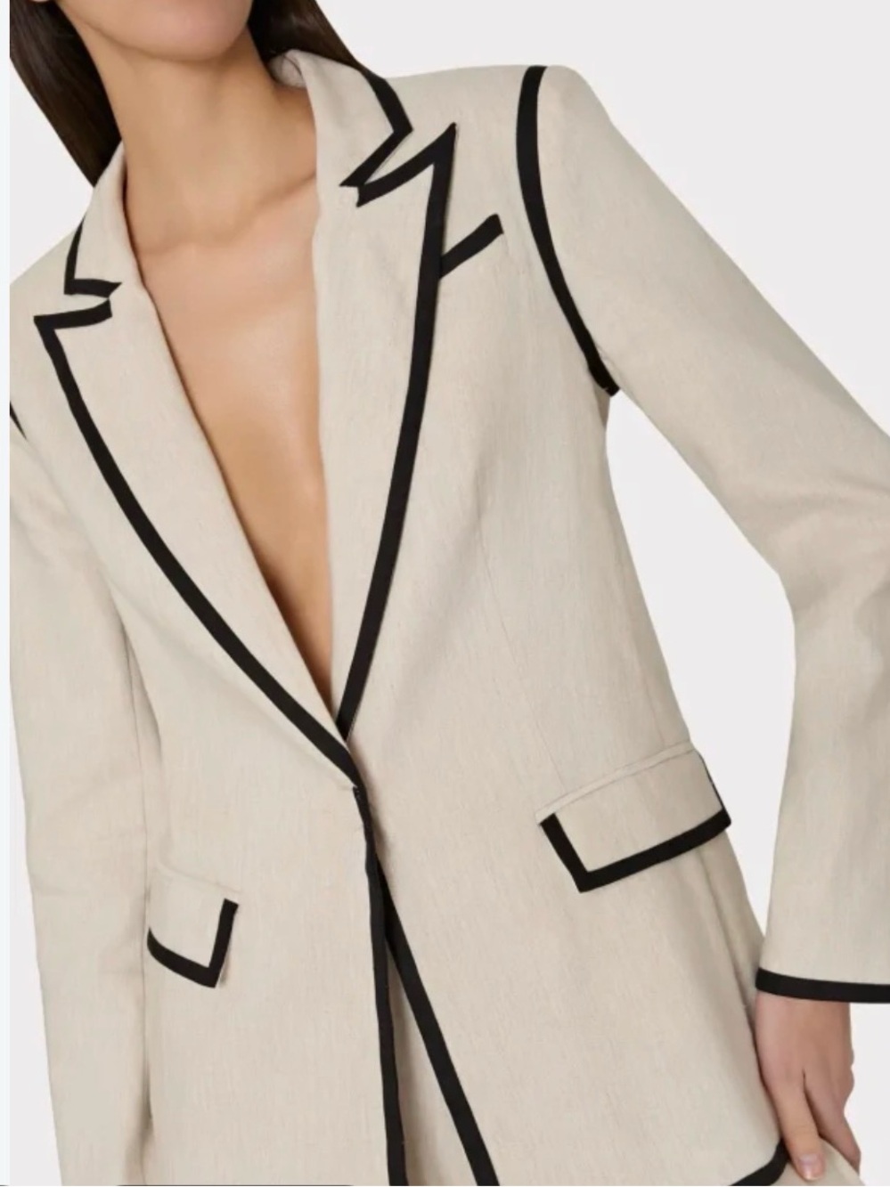 Milly solid linen jacket - natural